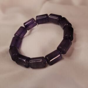 Amethyst Barrel Stone Stretch Bracelet
